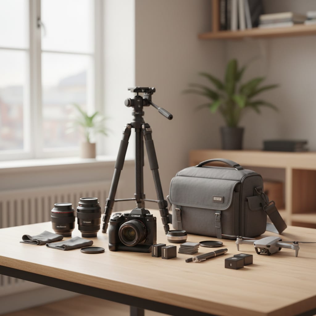 Set de cámara con sus accesorios. 