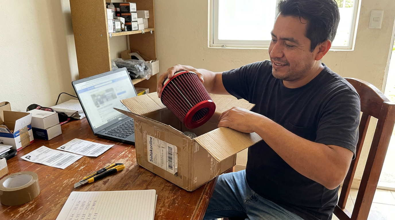 Raul recibiendo su primer pedido por Soltekonline