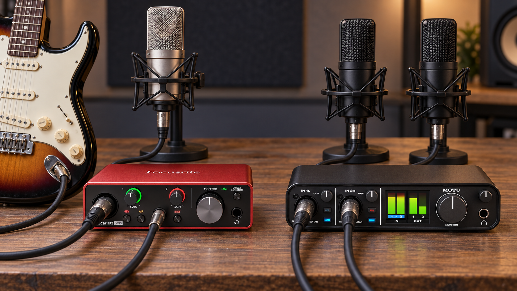 Comparación entre una interfaz de audio con una entrada de micrófono y otra con dos preamplificadores XLR